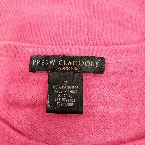 Preswick & Moore Hot Pink 100% Cashmere Round Neck Sweater Size Medium Women's - Picture 7 of 8